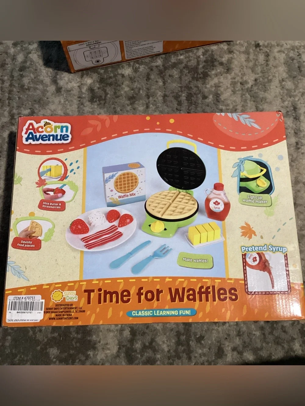 Pretend Waffle Maker Kid’s Play Food Set Acorn Avenue 21 pc. super cute read on